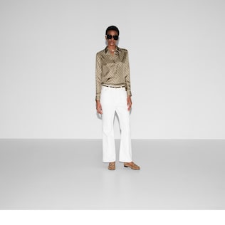 Printed silk twill shirt