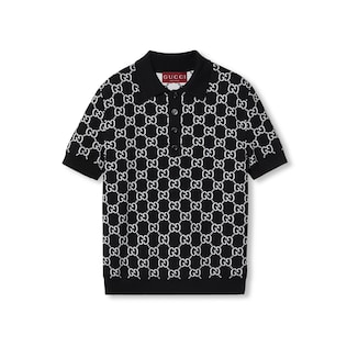 Reversible GG wool jacquard polo shirt