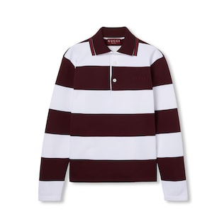 Embroidered cotton knit polo shirt