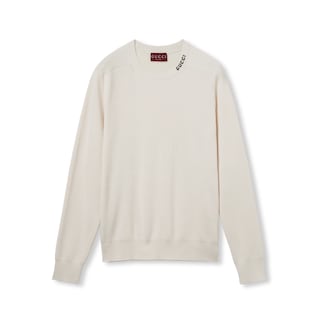 Silk cotton jumper with intarsia