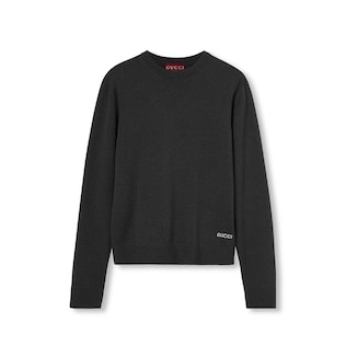 Silk cotton jumper with intarsia