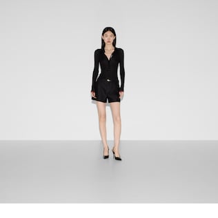 Cashmere and silk polo top with Web