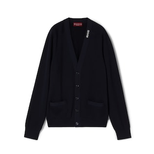 Silk cotton cardigan with intarsia