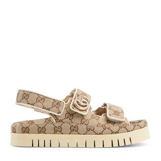 Sandalia de piel con Doble G para mujer