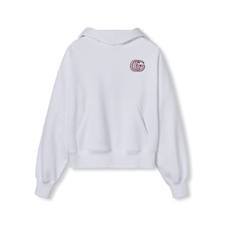 Embroidered cotton jersey hooded sweatshirt