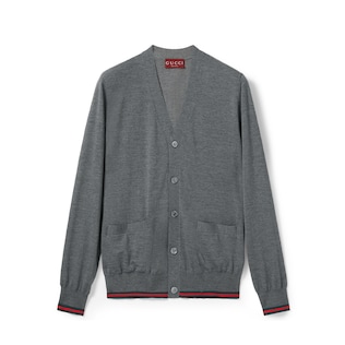 Wool knit cardigan with Web