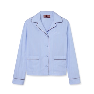 Striped cotton shirt with embroidery