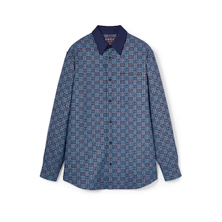 Camisa de jacquard de lana y algodón vichy GG