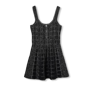 Robe en jacquard de laine et lamé à carreaux