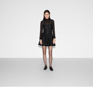 Wool and lamé check jacquard dress