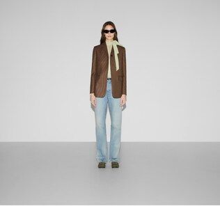 Houndstooth wool jacket with embroidery