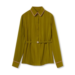 Bluse aus Seidenjacquard mit Ketten- und Gürtelmotiv