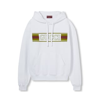 Embroidered cotton hooded sweatshirt