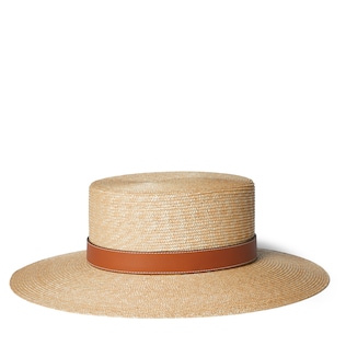 Woven straw boater hat
