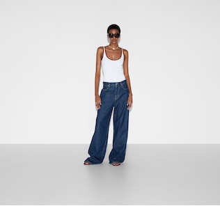 Wide leg denim pants