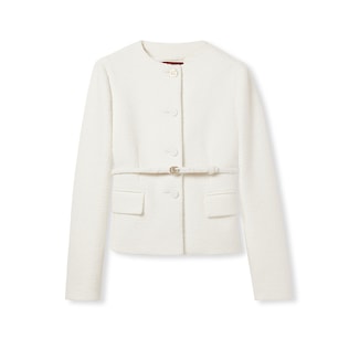 Cotton bouclé belted jacket