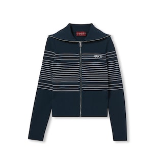 Fabric polo jacket with intarsia
