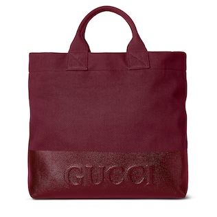 Large embossed canvas tote bag