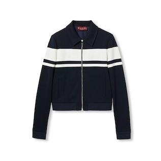 Cotton jersey jacket with embroidery
