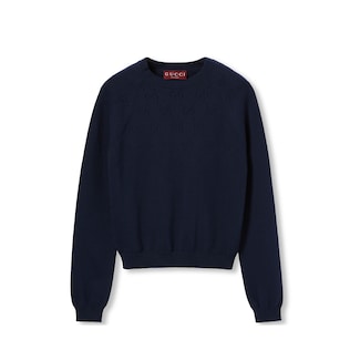 Cotton crewneck top with GG argyle