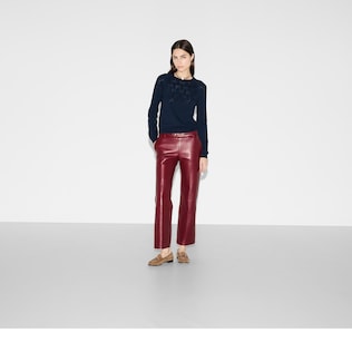 Cotton crewneck top with GG argyle