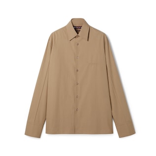 Camicia in popeline di cotone con logo in rilievo