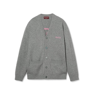 Wool cashmere cardigan with intarsia