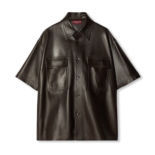 Embossed plongè leather shirt