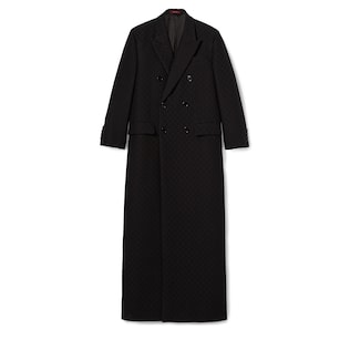Cappotto doppiopetto in crêpe di seta e lana GG