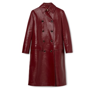 Manteau à double boutonnage en cuir brillant