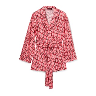 Printed silk shirt with self-tie