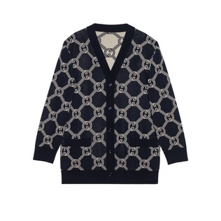 Reversible GG wool jacquard cardigan