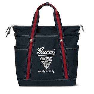 Printed canvas large tote bag