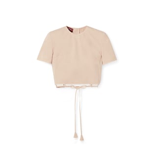 Cotton linen top with tie hem