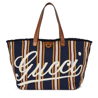 Embroidered large canvas tote bag