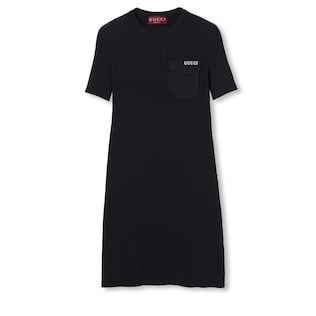 Rib fabric dress with intarsia