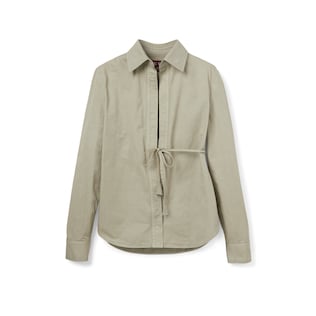Cotton twill shirt with tie waist
