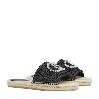 Women's espadrille with crystal Interlocking G