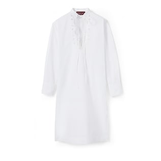 Cotton poplin shirt dress with embroidery
