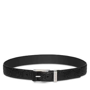 Embossed GG belt with squared buckle