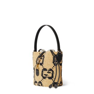 Woven mini bucket bag