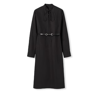 Cotton poplin dress with Horsebit belt