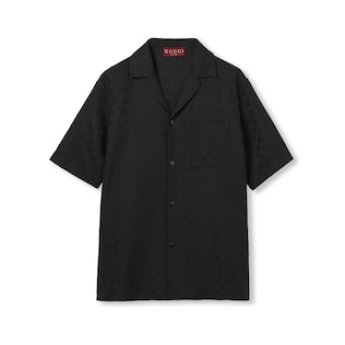 GG canvas linen blend bowling shirt