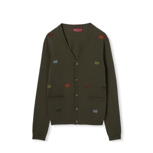 Fine cashmere cardigan with intarsia