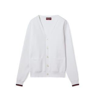Cotton piquet knit cardigan