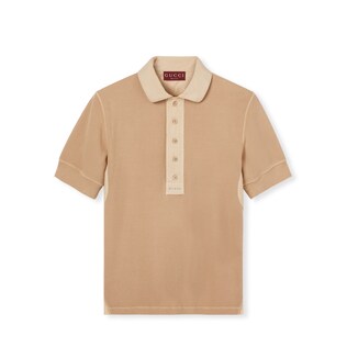 Polo in cotone a coste con ricamo