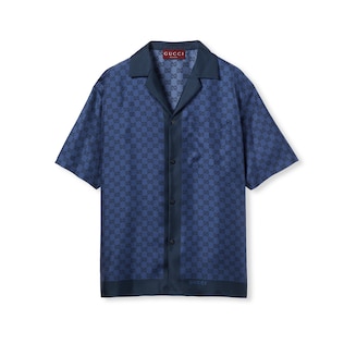 Camicia bowling in twill di seta con stampa