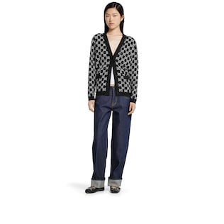 Reversible GG wool jacquard cardigan