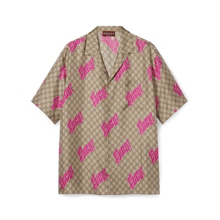 Chemise de bowling en twill de soie à imprimé