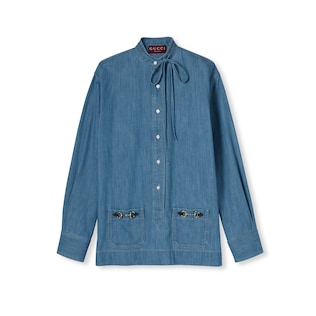 Hemdbluse aus Denim mit Horsebit